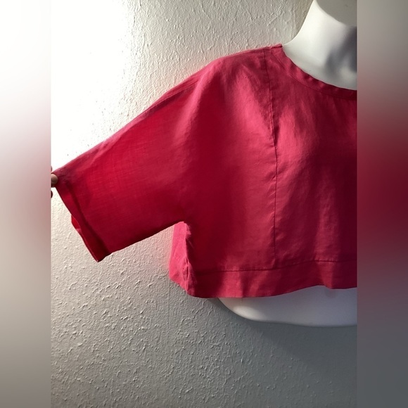 Unbranded Pink Linen Top with Flower Size Large - Picture 2 of 5